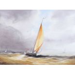 Peter Knuttel - SAILING, BELFAST LOUGH - Watercolour Drawing - 22 x 29 inches - Signed