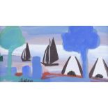 Markey Robinson - BOATS & COTTAGES - Gouache on Board - 6 x 11 inches - Signed