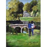 Sean Lorinyenko - GARDEN STROLL AT STOURHEAD, WILTSHIRE - Watercolour Drawing - 7.5 x 5.5 inches -