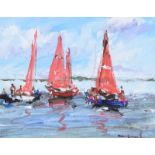 Marie Carroll - THREE SAILING BOATS - Oil on Board - 8 x 10 inches - Signed