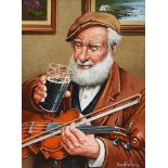 Roy Wallace - A QUIET PINT - Oil on Board - 16 x 11 inches - Signed