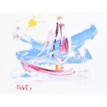 Ross Eccles - YACHT - Acrylic on Board - 7 x 9 inches - Signed
