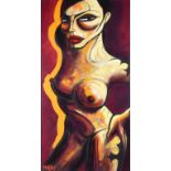 Terry Bradley - NUDE, SPAIN - Oil on Canvas - 48 x 24 inches - Signed