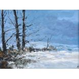 Hugh McIlfatrick - WINTER LANDSCAPE - Acrylic on Board - 8 x 11 inches - Signed in monogram