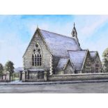 Paddy Curran - KILLOWEN CHURCH, COLERAINE - Pen & Ink Drawing with Watercolour Wash - 11 x 15 inches