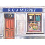George Wilkin - R & J MURPHY SHOP FRONT - Oil on Board - 12 x 16 inches - Signed