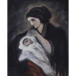 Irish School - MOTHER & CHILD - Oil on Board - 20 x 16 inches - Unsigned