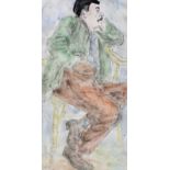 William Conor, RHA, RUA - SEATED GENT - Mixed Media - 11 x 5.5 inches - Signed