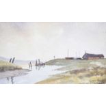 Lydia Boal - COTTAGE BY THE RIVER - Watercolour Drawing - 4.5 x 8 inches - Signed