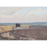Viktor Alexanrovitch Erganov - PLOUGHING THE NEW LANDS - Oil on Board - 11 x 13 inches - Signed