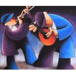 George Callaghan - THE MANDOLIN & WHISTLE - Coloured Print - 12 x 14.5 inches - Unsigned