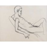 Irish School - MALE NUDE STUDY - Charcoal on Paper - 15 x 19 inches - Unsigned