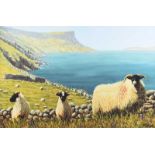 Keith Glasgow - SHEEP NEAR MURLOUGH BAY, COUNTY ANTRIM - Coloured Prints on Canvas - 12 x 18