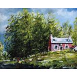 Sean Lorinkyenko - COTTAGE BY THE RIVER - Watercolour Drawing - 8 x 9.5 inches - Signed