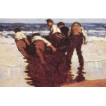 Paul Henry, RHA - LUNCHING THE CURRACH - Coloured Print - 4 x 6 inches - Unsigned