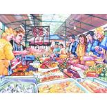 George Wilkin - SAINT GEORGE'S MARKET, BELFAST - Oil on Canvas - 12 x 15.5 inches - Signed