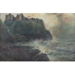 Irish School - DUNLUCE CASTLE, COUNTY ANTRIM - Oil on Canvas - 6 x 9 inches - Signed