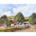 Dennis Orme Shaw - FARM BUILDINGS IN THE SPERRINS - Oil on Canvas - 14 x 18 inches - Signed