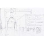 Colin H. Davidson - DOCK SIDE - Pencil on Paper - 5.5 x 8.5 inches - Signed