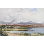 Frank McKelvey, RHA RUA - DISTANT MOUNTAINS - Watercolour Drawing - 9 x 14 inches - Signed