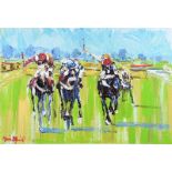 Desmond Murrie - THE FINAL FURLONG - Oil on Board - 20 x 29 inches - Signed