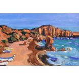 Kenlito - ALGARVE BOATS - Oil on Board - 8 x 12 inches - Signed