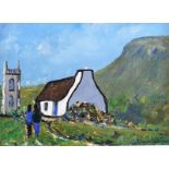 Eileen Gallagher - COTTAGE AT DRUMCLIFF, SLIGO - Watercolour Drawing - 5 x 7 inches - Signed