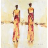 African School - CATWALK QUEENS - Oil on Canvas - 29.5 x 29.5 inches - Signed