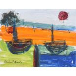 Irish School - BEACHED BOATS - Oil on Board - 4.5 x 6 inches - Unsigned