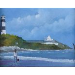 Sean Lorinkyenko - SHROOVE LIGHTHOUSE & BEACH - Watercolour Drawing - 11.5 x 15.5 inches - Signed