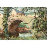 Romeo Charles Toogood, RUA, ARCA - WAITING BY THE BRIDGE - Oil on Canvas - 10 x 14 inches - Signed