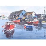 Kenny Hayes - MORNINGS AT MEVAGISSEY - Watercolour Drawing - 10 x 14 inches - Signed