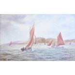 Hamilton Sloan - GALWAY HOOKERS, PORTAFERRY - Coloured Print - 15 x 23 inches - Unsigned