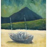 Sean Loughrey - BAD EDDIE, DONEGAL - Oil on Board - 9 x 9 inches - Signed