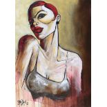 Terry Bradley - NEW YORK CITY GIRL - Oil on Canvas - 27.5 x 19.5 inches - Signed