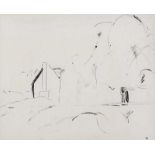 Colin Middleton, RHA, RUA - HOUSE IN A LANDSCAPE - Pen & Ink Drawing - 9 x 11 inches - Signed in