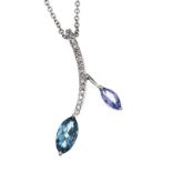 9CT WHITE GOLD TANZANITE AND BLUE TOPAZ NECKLACE