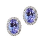 18CT WHITE GOLD TANZANITE AND DIAMOND EARRINGS