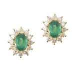 18CT GOLD EMERALD AND DIAMOND EARRINGS