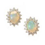 18CT GOLD OPAL AND DIAMOND EARRINGS