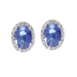 18CT WHITE GOLD SAPPHIRE AND DIAMOND EARRINGS