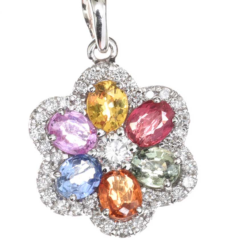 18CT WHITE GOLD MULTI-GEM SET NECKLACE - Image 2 of 2