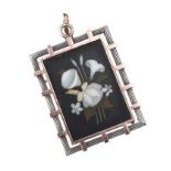 SILVER AND ROSE GOLD PIETRA DURA PENDANT/LOCKET