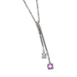 9CT WHITE GOLD PINK SAPPHIRE AND DIAMOND NECKLACE