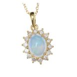 18CT GOLD OPAL AND DIAMOND NECKLACE