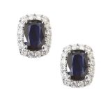 18CT WHITE GOLD SAPPHIRE AND DIAMOND EARRINGS