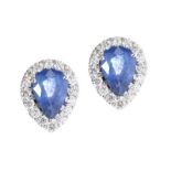 18CT WHITE GOLD SAPPHIRE AND DIAMOND EARRINGS