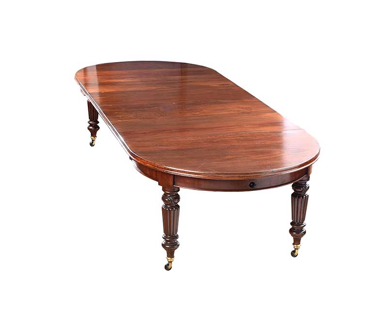 VICTORIAN MAHOGANY D-END DINING ROOM TABLE