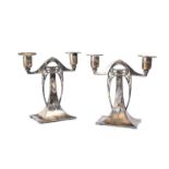 PAIR OF ART NOUVEAU SILVER PLATED CANDLESTICKS