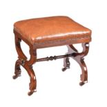 VICTORIAN MAHOGANY 'X' FRAME STOOL